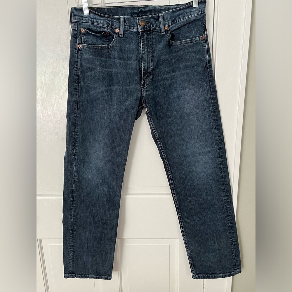 Levi's 505 Mens Size 34x32 Dark/Medium Wash Jeans Denim 5 Pocket Iconic Stretch